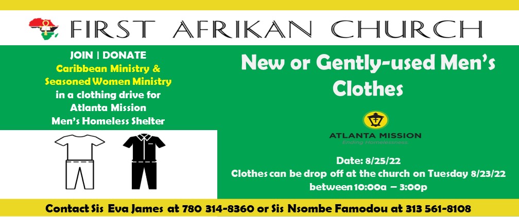 August Men's Clothing Drive